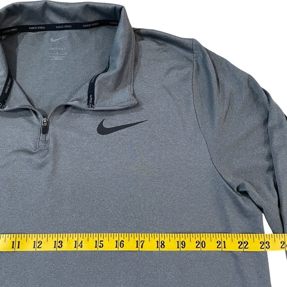 Nike Pro Men's 1/4 Zip Long Sleeve Pullover Athletic Top - Size Large Gray Dri-F - Picture 3 of 5